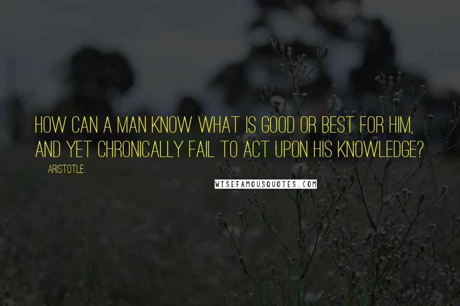 Aristotle. Quotes: How can a man know what is good or best for him, and yet chronically fail to act upon his knowledge?