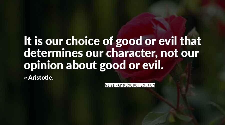 Aristotle. Quotes: It is our choice of good or evil that determines our character, not our opinion about good or evil.