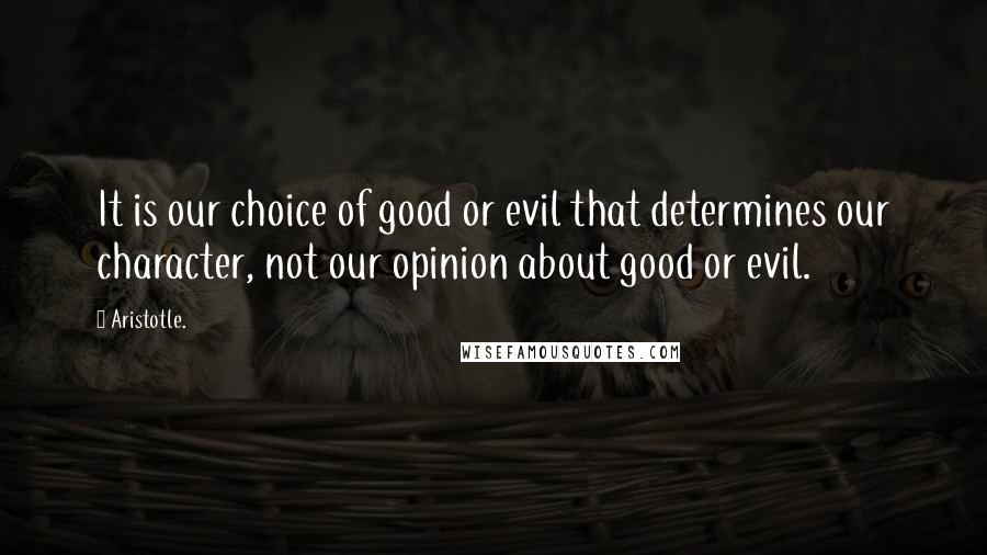 Aristotle. Quotes: It is our choice of good or evil that determines our character, not our opinion about good or evil.