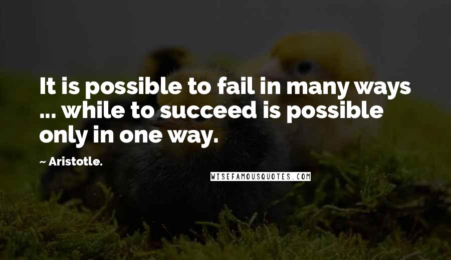 Aristotle. Quotes: It is possible to fail in many ways ... while to succeed is possible only in one way.