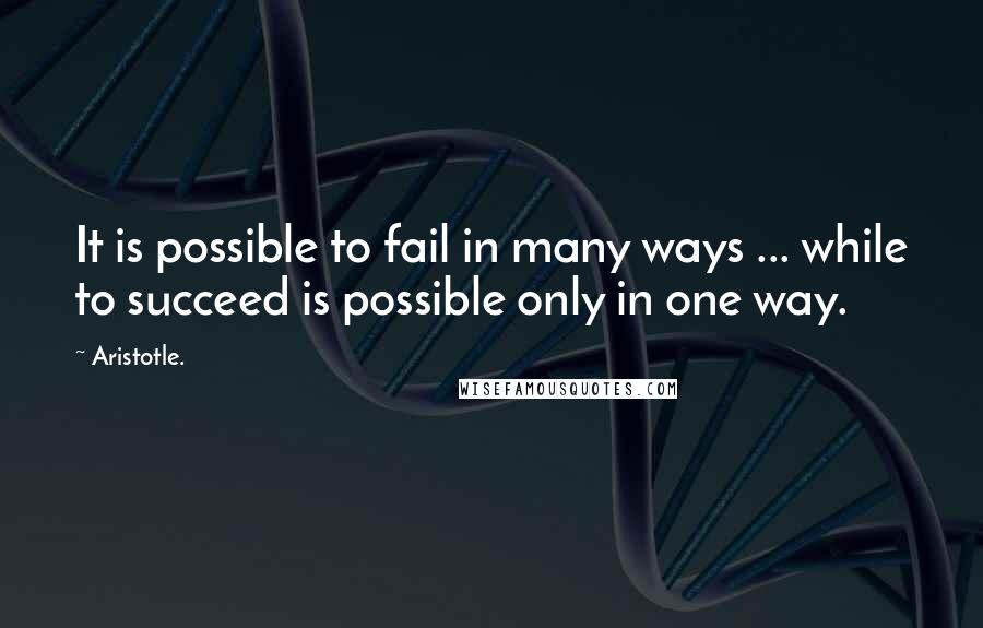 Aristotle. Quotes: It is possible to fail in many ways ... while to succeed is possible only in one way.