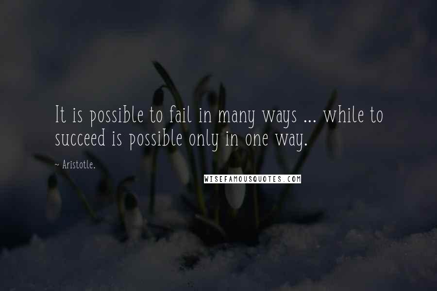 Aristotle. Quotes: It is possible to fail in many ways ... while to succeed is possible only in one way.