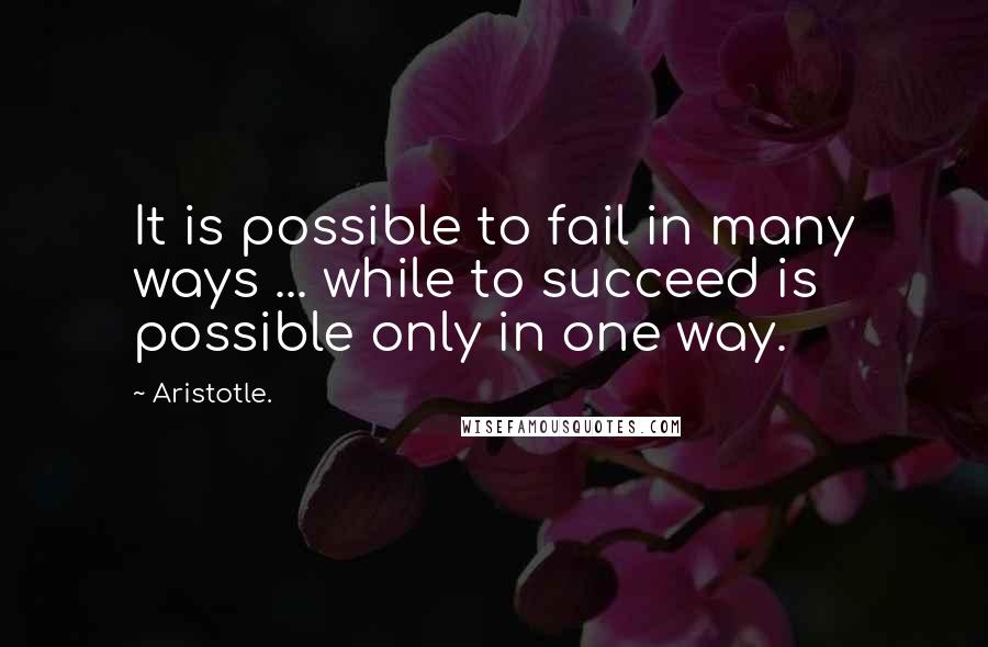 Aristotle. Quotes: It is possible to fail in many ways ... while to succeed is possible only in one way.