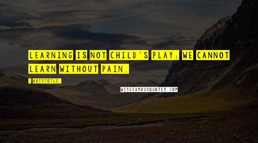 Aristotle. Quotes: Learning is not child's play; we cannot learn without pain.