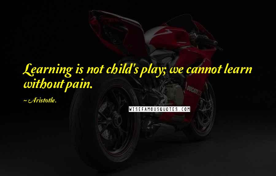 Aristotle. Quotes: Learning is not child's play; we cannot learn without pain.