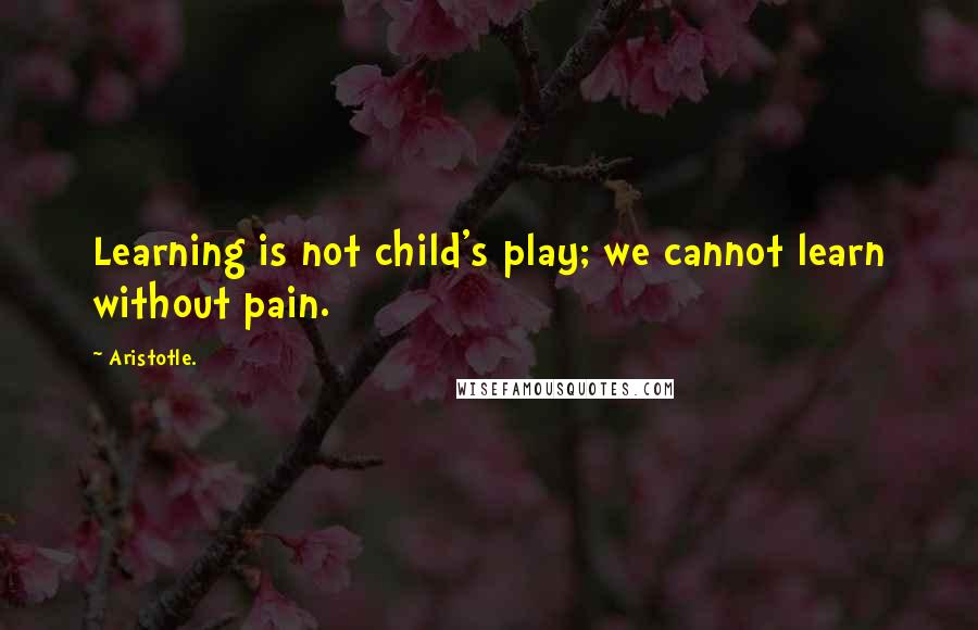 Aristotle. Quotes: Learning is not child's play; we cannot learn without pain.