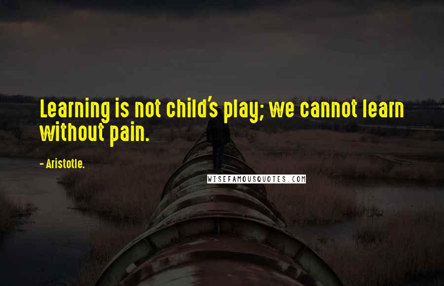 Aristotle. Quotes: Learning is not child's play; we cannot learn without pain.