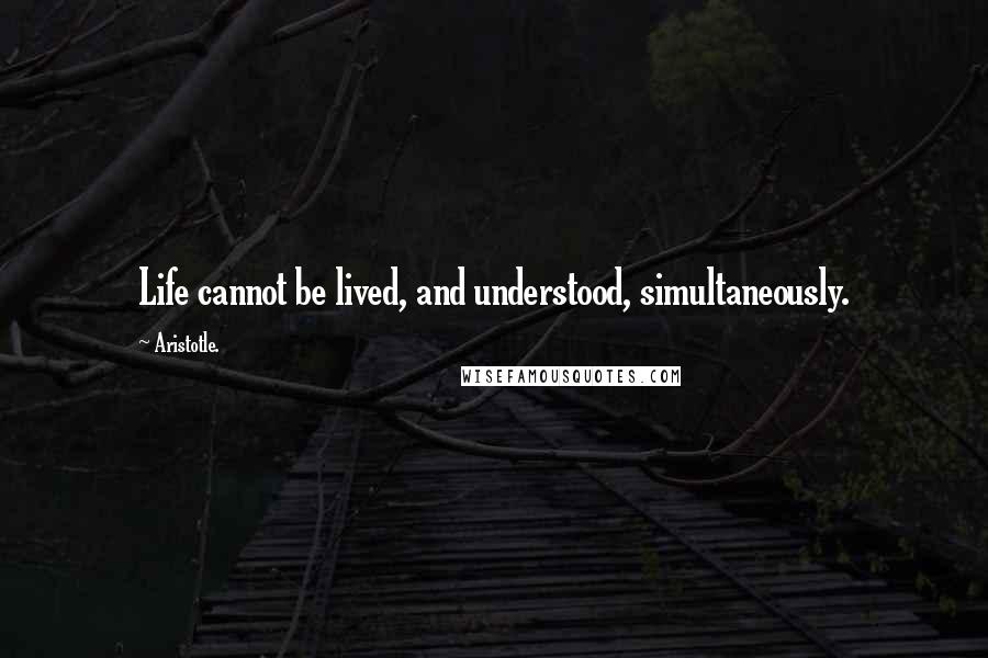 Aristotle. Quotes: Life cannot be lived, and understood, simultaneously.