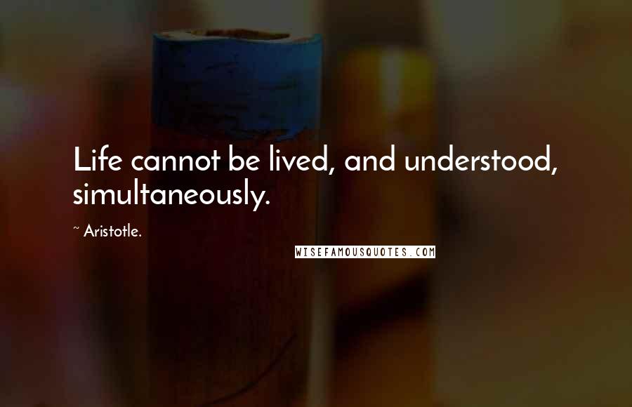 Aristotle. Quotes: Life cannot be lived, and understood, simultaneously.
