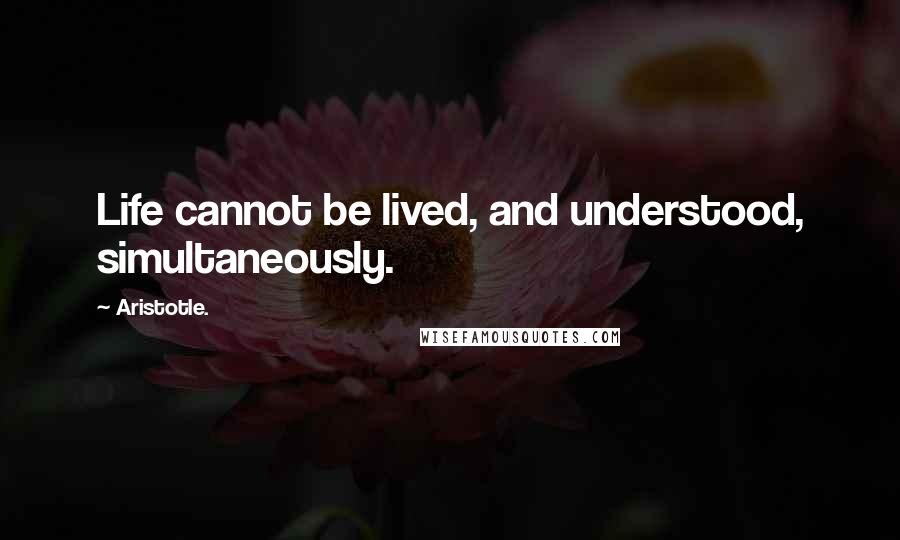 Aristotle. Quotes: Life cannot be lived, and understood, simultaneously.