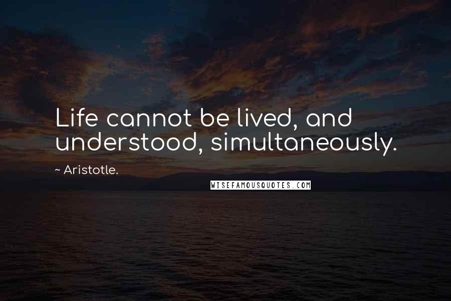 Aristotle. Quotes: Life cannot be lived, and understood, simultaneously.