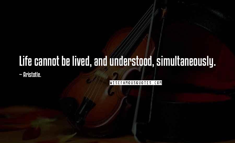 Aristotle. Quotes: Life cannot be lived, and understood, simultaneously.