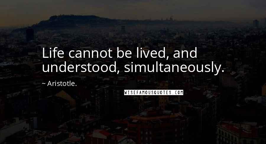 Aristotle. Quotes: Life cannot be lived, and understood, simultaneously.