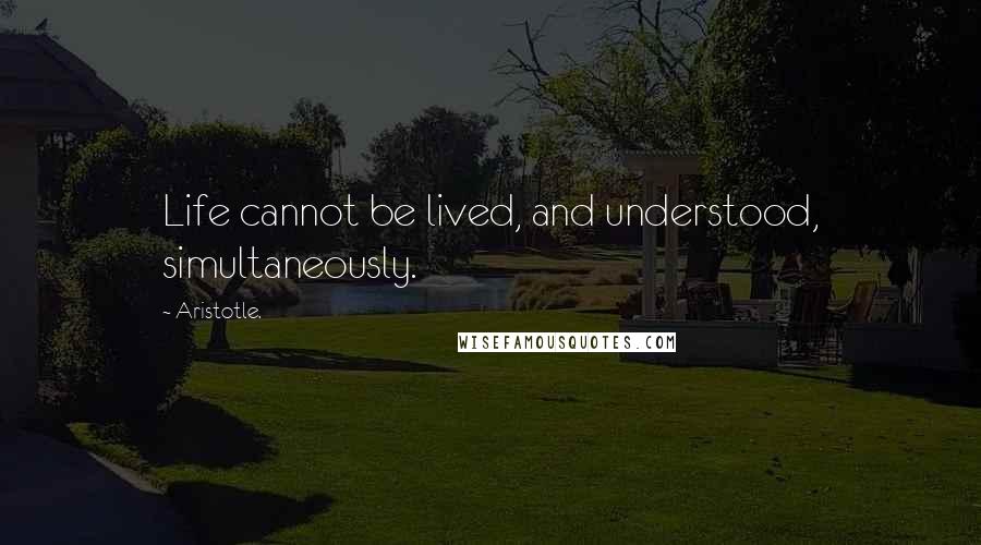 Aristotle. Quotes: Life cannot be lived, and understood, simultaneously.