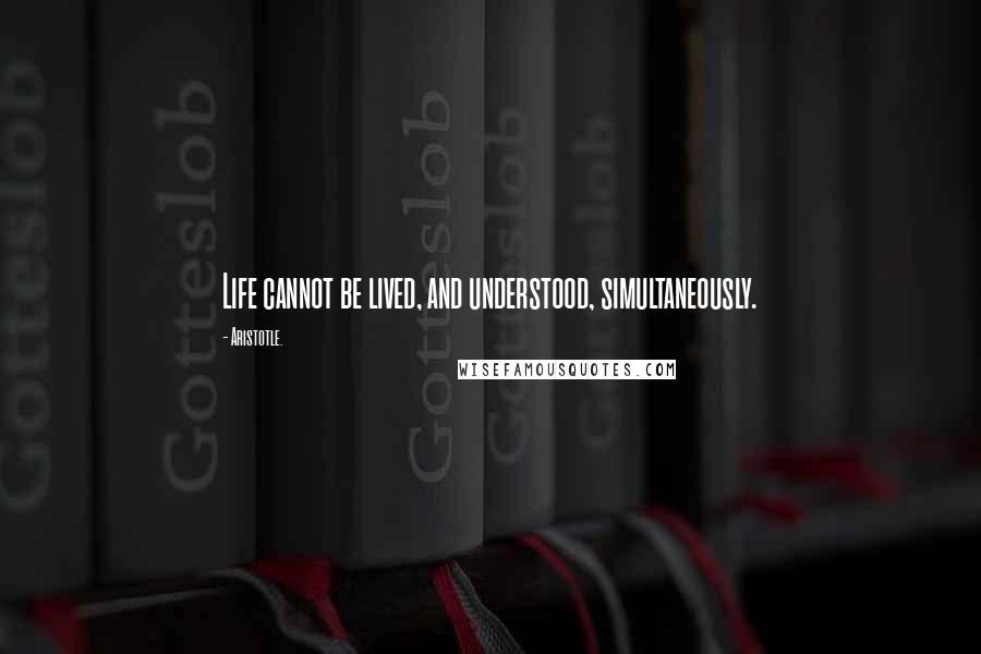 Aristotle. Quotes: Life cannot be lived, and understood, simultaneously.