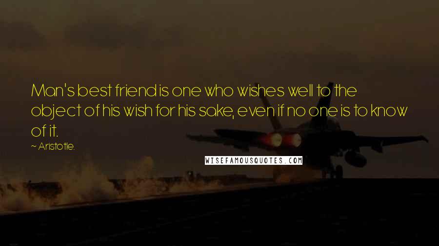 Aristotle. Quotes: Man's best friend is one who wishes well to the object of his wish for his sake, even if no one is to know of it.