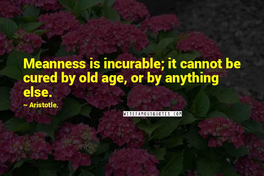 Aristotle. Quotes: Meanness is incurable; it cannot be cured by old age, or by anything else.