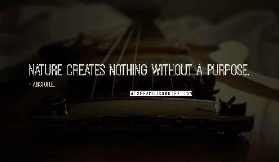 Aristotle. Quotes: Nature creates nothing without a purpose.