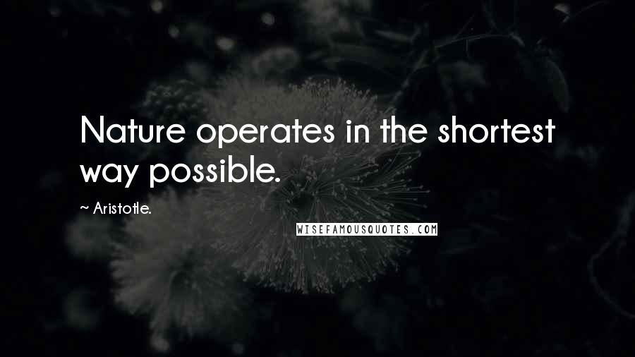 Aristotle. Quotes: Nature operates in the shortest way possible.