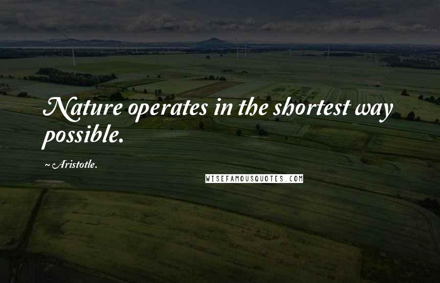 Aristotle. Quotes: Nature operates in the shortest way possible.