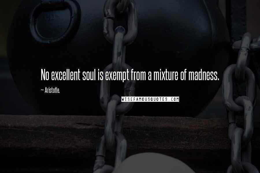 Aristotle. Quotes: No excellent soul is exempt from a mixture of madness.