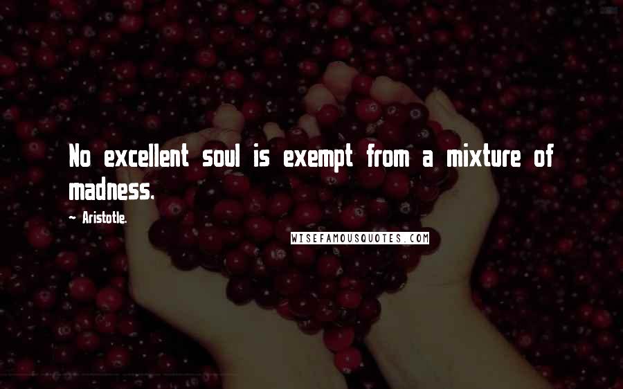 Aristotle. Quotes: No excellent soul is exempt from a mixture of madness.