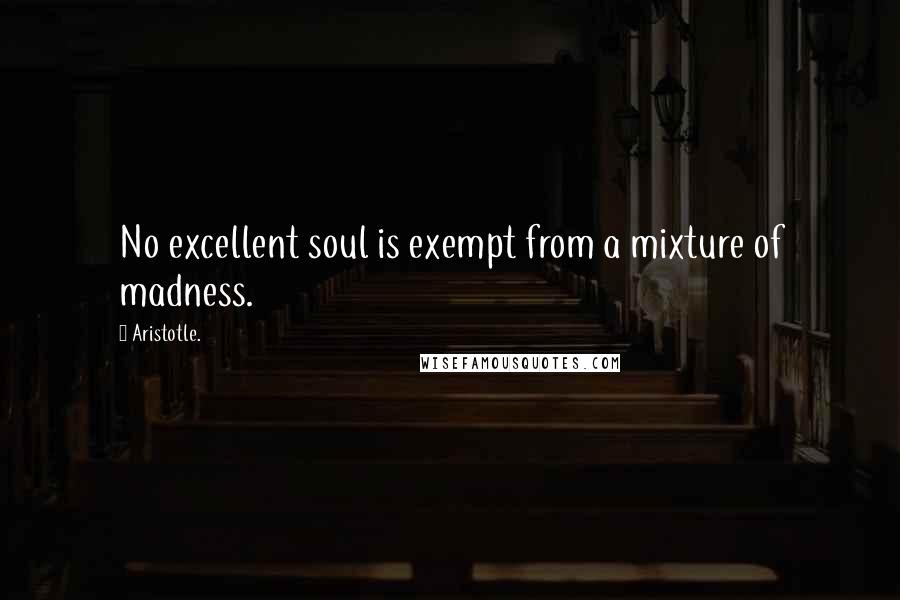 Aristotle. Quotes: No excellent soul is exempt from a mixture of madness.