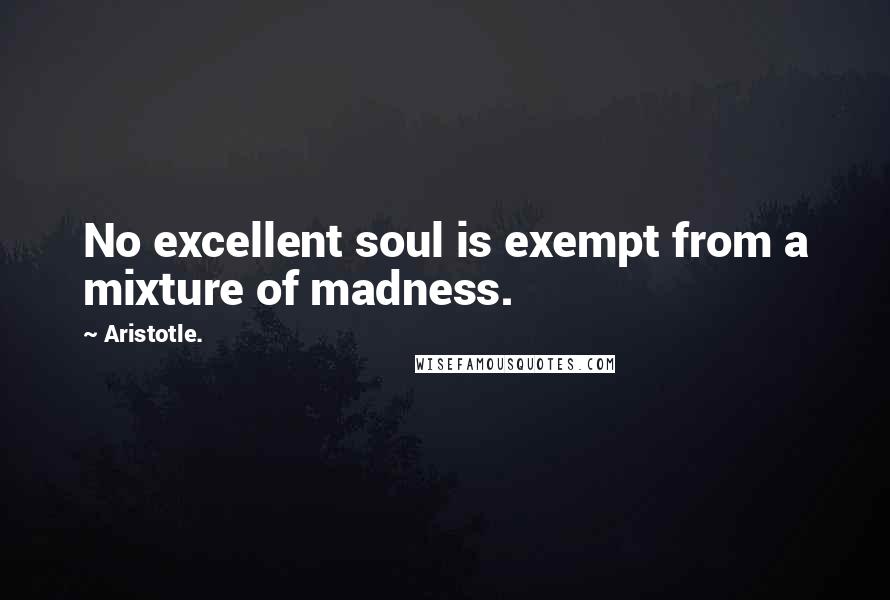 Aristotle. Quotes: No excellent soul is exempt from a mixture of madness.