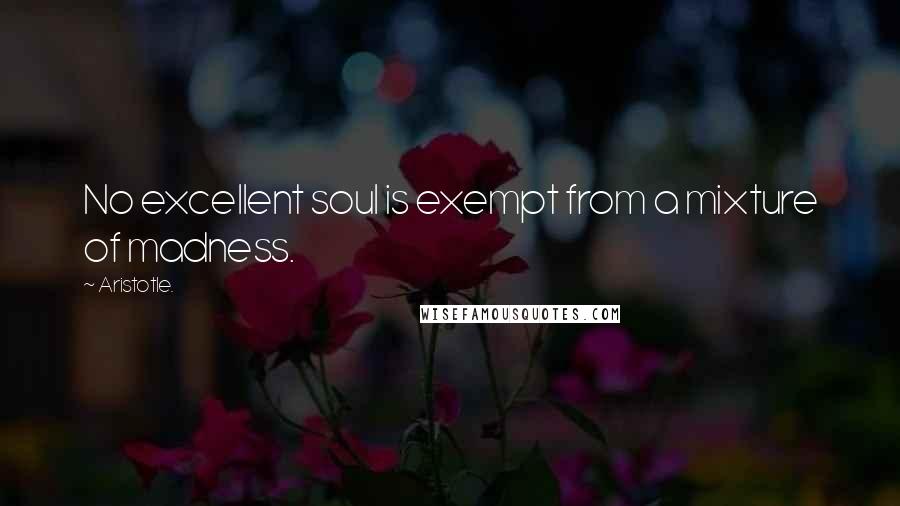 Aristotle. Quotes: No excellent soul is exempt from a mixture of madness.