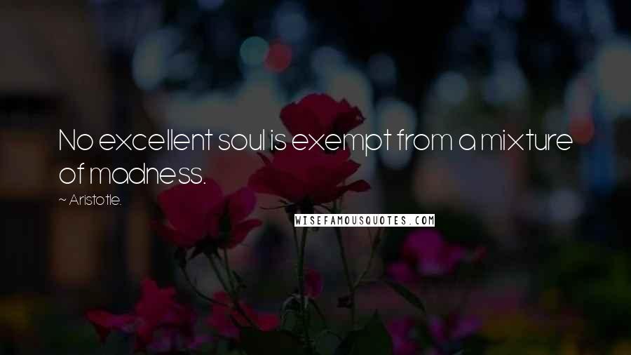 Aristotle. Quotes: No excellent soul is exempt from a mixture of madness.