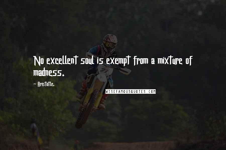 Aristotle. Quotes: No excellent soul is exempt from a mixture of madness.