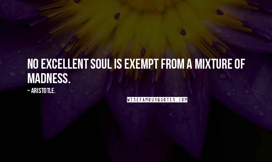 Aristotle. Quotes: No excellent soul is exempt from a mixture of madness.