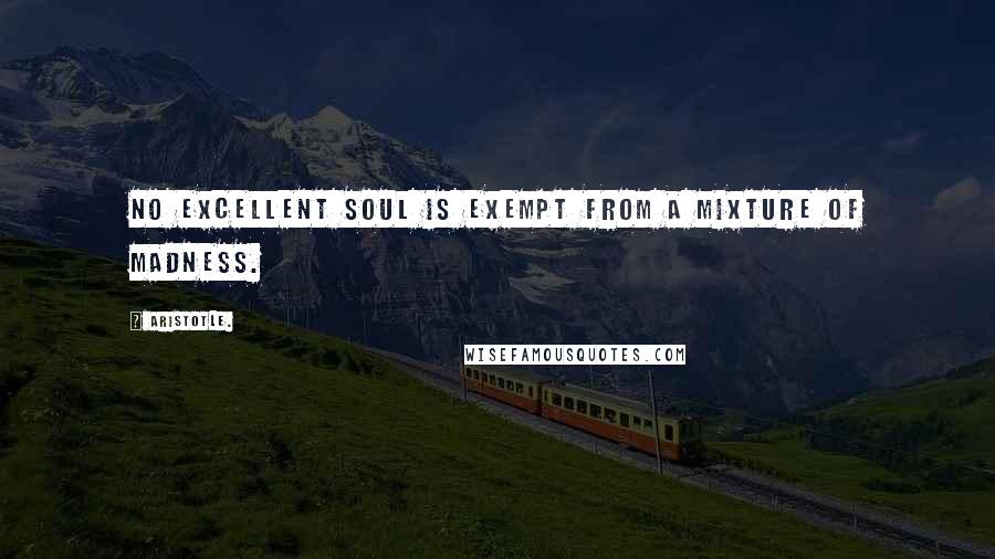 Aristotle. Quotes: No excellent soul is exempt from a mixture of madness.