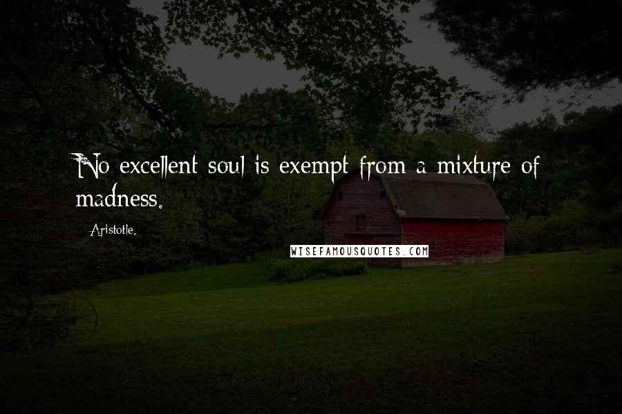 Aristotle. Quotes: No excellent soul is exempt from a mixture of madness.