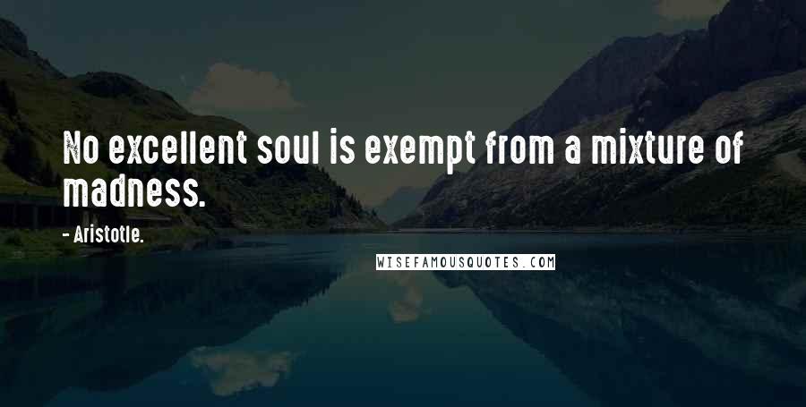 Aristotle. Quotes: No excellent soul is exempt from a mixture of madness.