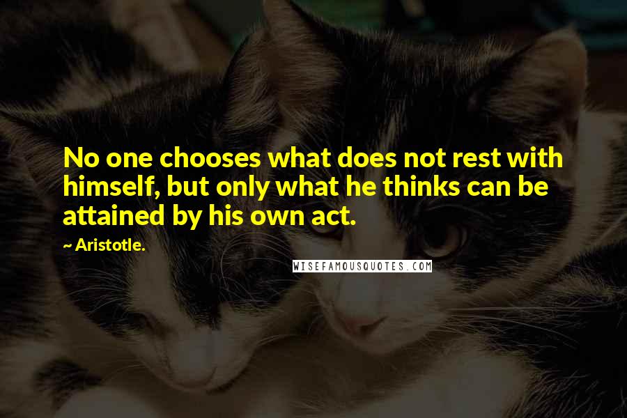Aristotle. Quotes: No one chooses what does not rest with himself, but only what he thinks can be attained by his own act.