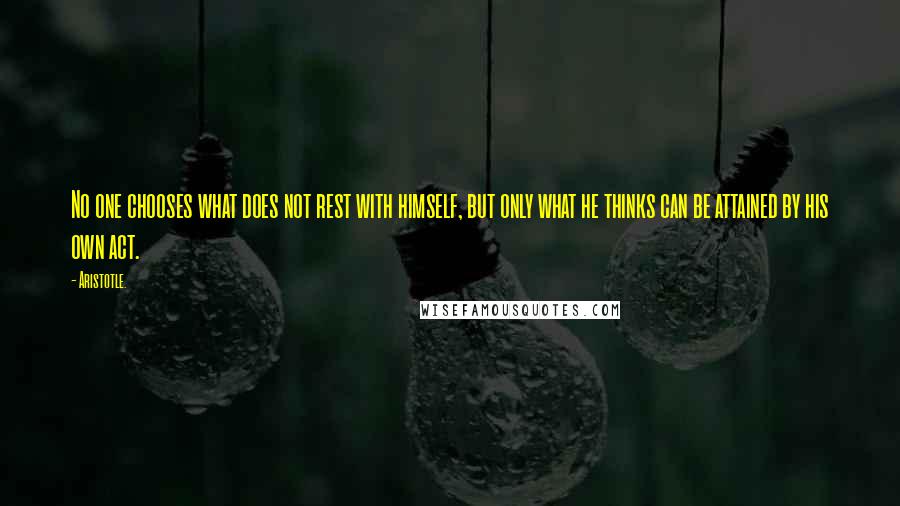 Aristotle. Quotes: No one chooses what does not rest with himself, but only what he thinks can be attained by his own act.