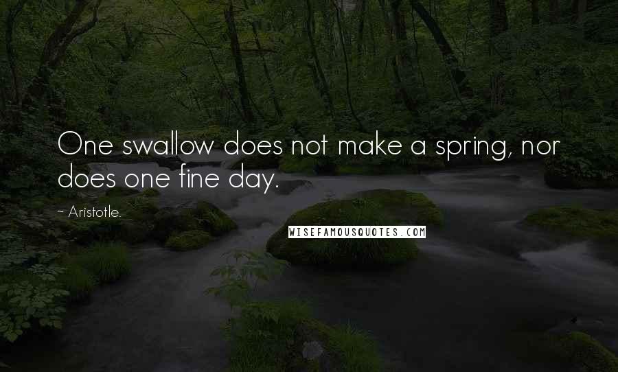 Aristotle. Quotes: One swallow does not make a spring, nor does one fine day.