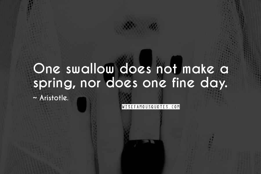 Aristotle. Quotes: One swallow does not make a spring, nor does one fine day.