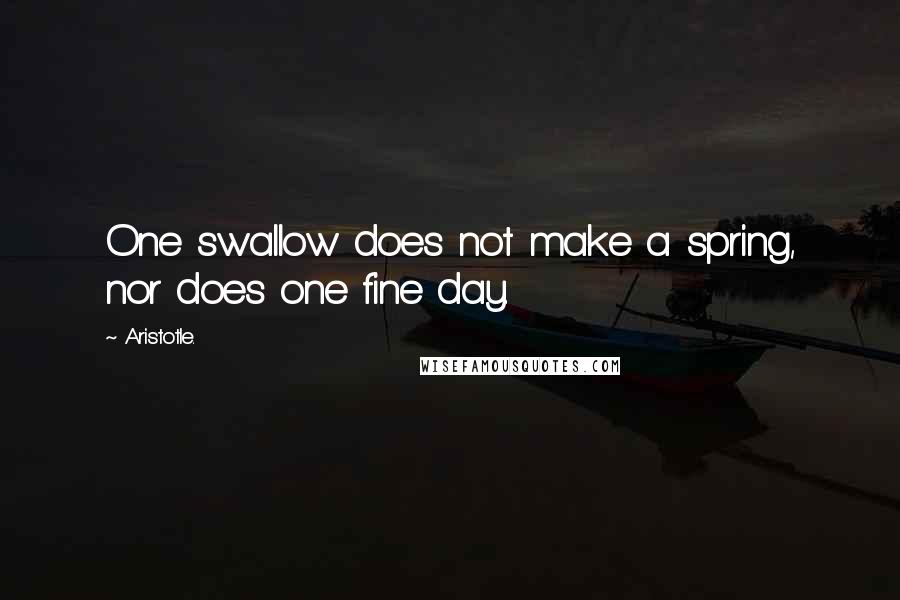 Aristotle. Quotes: One swallow does not make a spring, nor does one fine day.