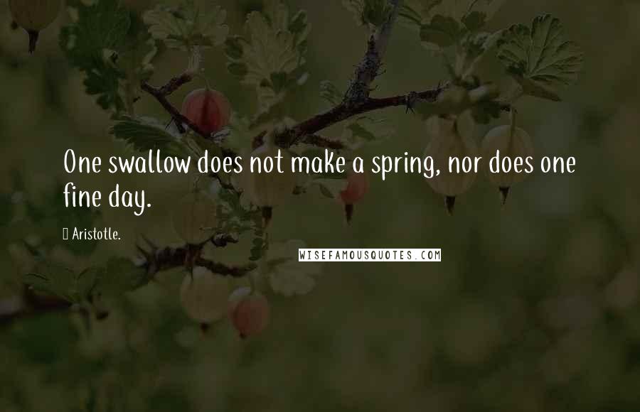 Aristotle. Quotes: One swallow does not make a spring, nor does one fine day.