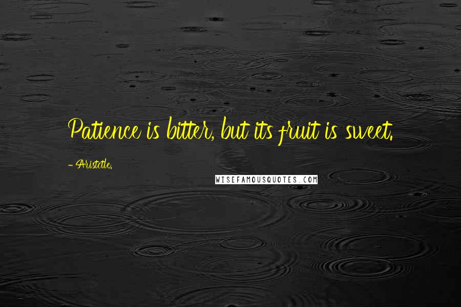 Aristotle. Quotes: Patience is bitter, but its fruit is sweet.