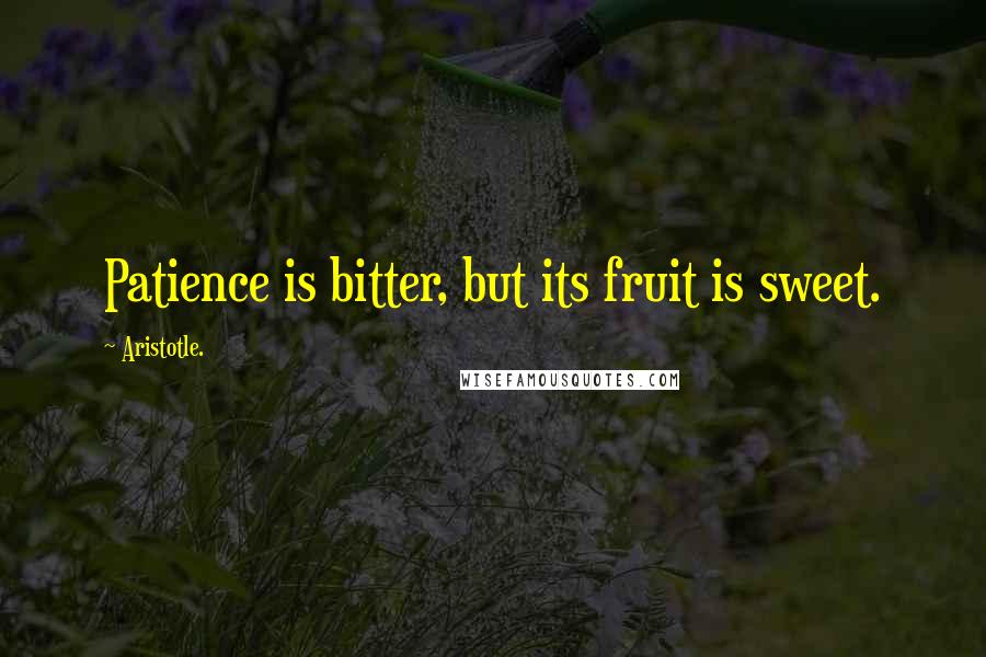Aristotle. Quotes: Patience is bitter, but its fruit is sweet.