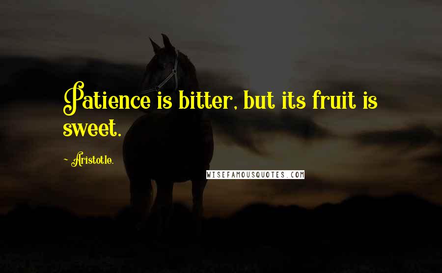 Aristotle. Quotes: Patience is bitter, but its fruit is sweet.