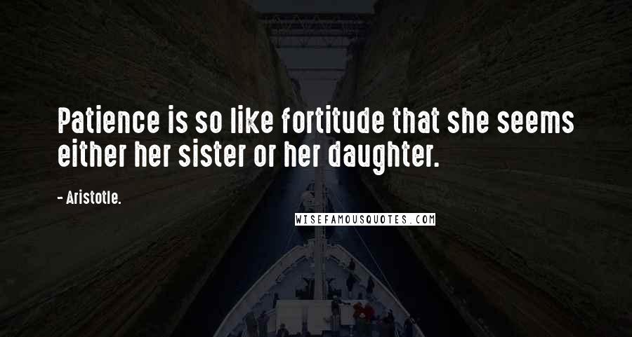 Aristotle. Quotes: Patience is so like fortitude that she seems either her sister or her daughter.