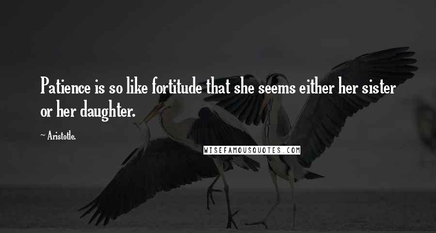 Aristotle. Quotes: Patience is so like fortitude that she seems either her sister or her daughter.