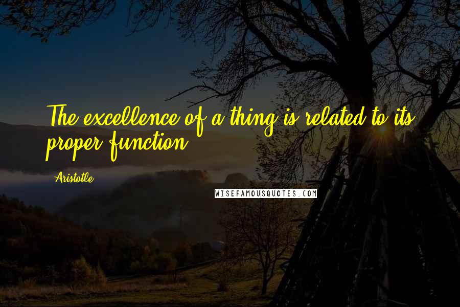 Aristotle. Quotes: The excellence of a thing is related to its proper function.