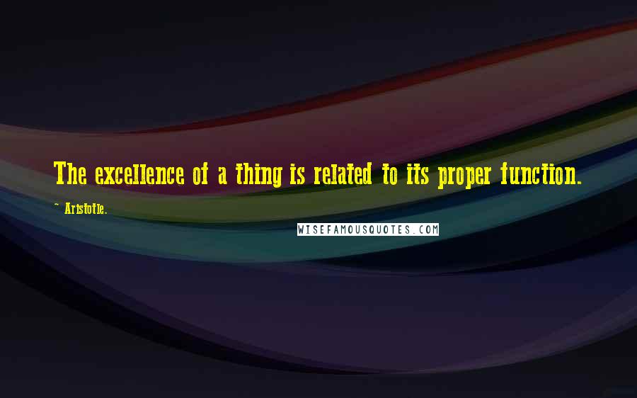 Aristotle. Quotes: The excellence of a thing is related to its proper function.