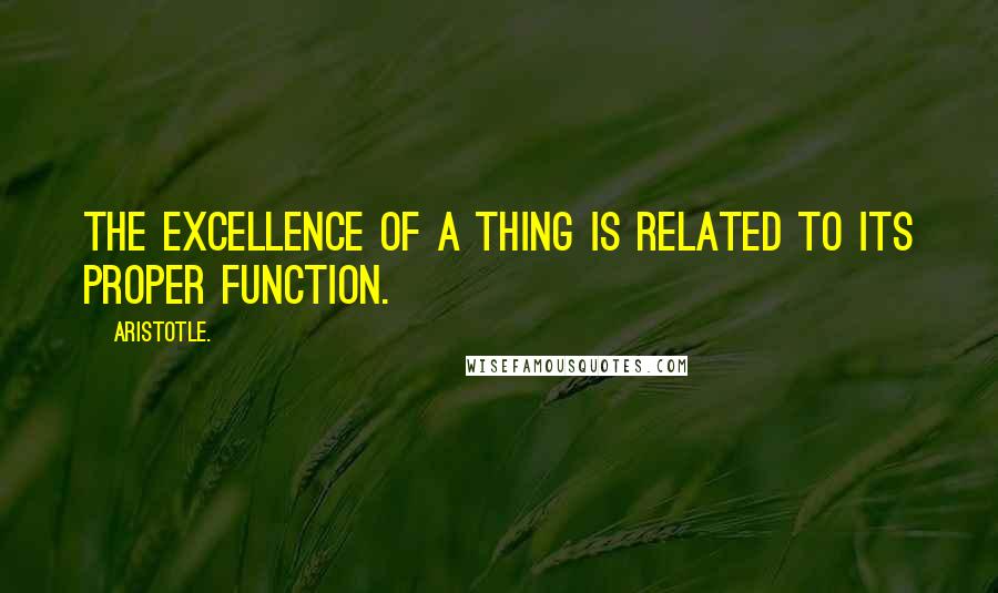 Aristotle. Quotes: The excellence of a thing is related to its proper function.