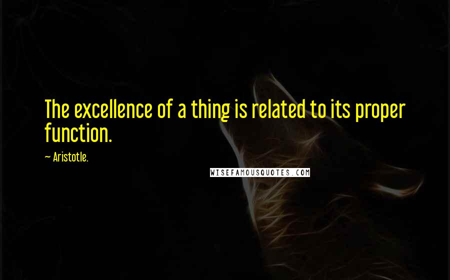 Aristotle. Quotes: The excellence of a thing is related to its proper function.